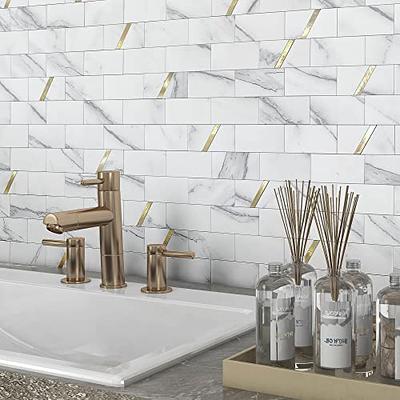 WESTICK Kitchen Backsplash Peel and Stick Back Splash Sticky Tiles White  Peel and Stick Backsplash for Bathroom RV Backsplash Peel and Stick