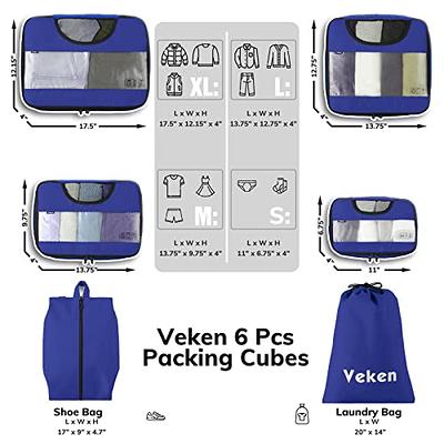 Veken 6 Set Packing Cubes for Suitcases, Travel Bags for Carry on Luggage,  Suitcase Organizer Bags Set for Travel Essentials Travel Accessories in 4