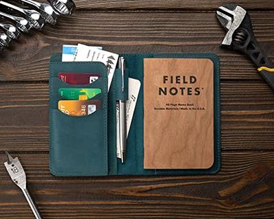 Full grain distressed leather slim cover for pocket size field notes  notebook