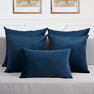 22X22 Navy Blue Stonewashed Velvet Throw Pillow