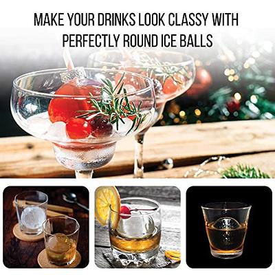 Silicone Ice Ball Molds for Whiskey - Set of 4 Round Makers with Lids for  Cocktails, Bourbon, and Drinks