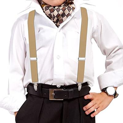 Buyless Fashion Adjustable Suspenders for Kids - 26 Elastic Straps 1 -  Leather Y Shape Back - 5151 - Tan - Yahoo Shopping