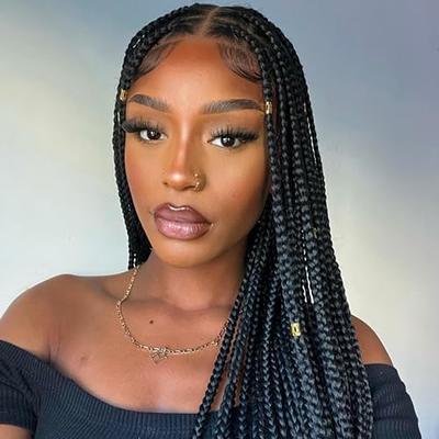 Box Braided Wig For Black Women Side Parting with Baby Hair