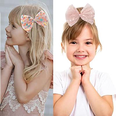 Two Pearl Tulle Hair Bow Clip