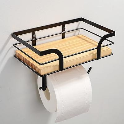 Bamboo Wall Mounted Toilet Paper Holder,Wooden Toilet Paper Holder,Adhesive  Bathroom Tissue Holder,Wood Toilet Paper Roll Holder Tissue Holder for