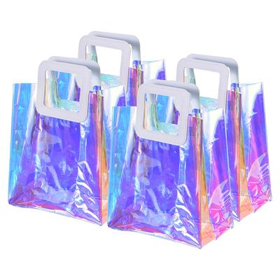 50 Pcs Clear Plastic Gift Bags with Handle Transparent PVC Plastic Gift  Wrap Tote Bag Wedding Gift Bags Reusable Small Clear Gift Bags for Shopping