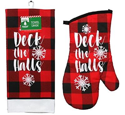 Devon Large Black Pig Christmas White Kitchen Towel Set of 2