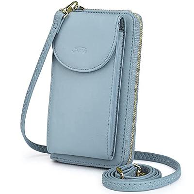 S-ZONE Small Crossbody Bags Cell Phone Purse for Women Leather RFID  Blocking Wallet Purses with Credit Card Slots