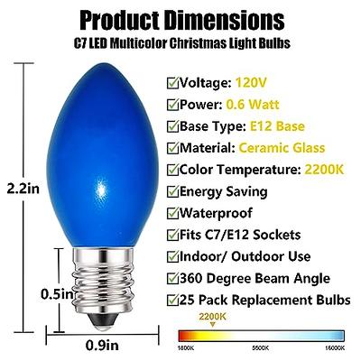 C7 LED Multicolor Christmas Replacement Bulbs, 25 Pack C7 Multicolor  Ceramic LED Light Bulbs, Vintage Christmas Light Bulbs for Indoor Outdoor  Christmas String Lights, E12 Candelabra Base, 0.6 Watt - Yahoo Shopping