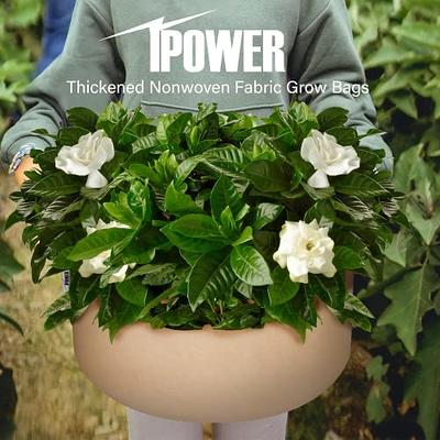 5-Pack 3 Gallons Grow Bags Heavy Duty Thickened Nonwoven Fabric Pots with Strap Handles Tan