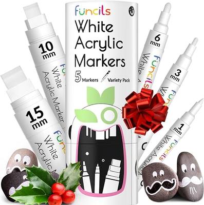 Arteza Acrylic Paint Markers, Pack of 12, White, Long-Lasting Acrylic Paint Pens with Plastic Nib, Art Supplies for Painting on Metal, Canvas, Rock, C