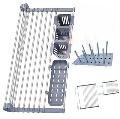 Over The Sink Stainless Steel Roll up Dish Drying Rack, Expandable from  12.8 to 22.8 in Length. 4 PC Set as Pictured. Multiple uses - Yahoo  Shopping