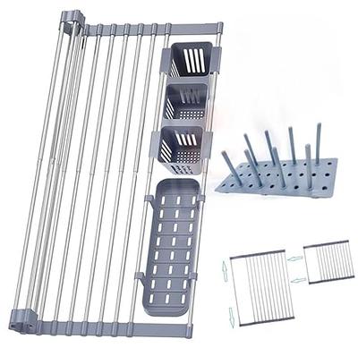 Surpahs Over The Sink Multipurpose Roll-Up Dish Drying Rack (Warm Gray,  Extra Large- 20.5 x 15.5) - 2 Pack