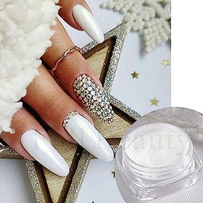  White Pearl Chrome Nail Powder, 3 Colors Clear Aurora Glass Ice  Transparent Chrome Powder for Nails, Glazed Donut Pearlescent Magic White  Chrome Powder Mirror Effect Pigment Glitter Dust for Nail Art 