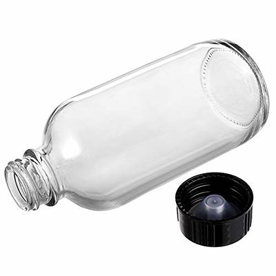 2 oz CLEAR Boston Round Glass Bottle - w/ Poly Seal Cone Cap - pack of 12