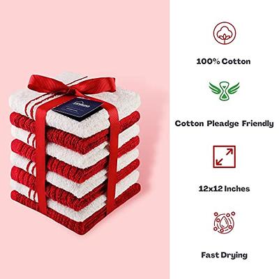 Red Buffalo Check Kitchen Towels and Dishcloths Set for Washing and Drying Dishes Check Dish Towels and Dishcloths 8 Piece Cotton 100%, Size: Red