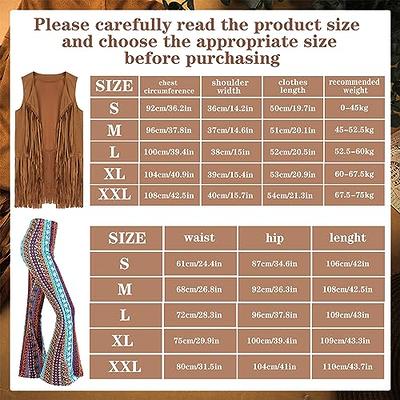 Leumoi 5 Pcs 60s 70s Costume for Women Disco Outfits Hippie Accessories  Fringe Vest Boho Flared Pants Set for Halloween (Retro,XX-Large) - Yahoo  Shopping