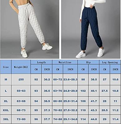 Women Padded Quilted Pants Winter Warm Thermal Wide Leg Trousers