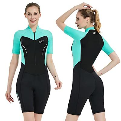 Wetsuit Women Men Lycra and 1.5MM Neoprene Front Zip Shorty Wetsuit ...