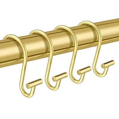 Gold - 24 Shower Curtain Rings, Rustproof Bathroom Hooks