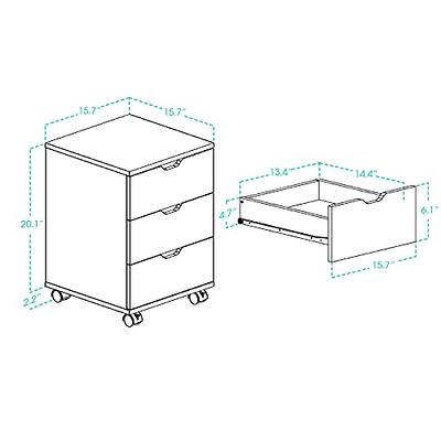 Homcom 3 Drawer Office Storage Cabinet, Under Desk Cabinet With