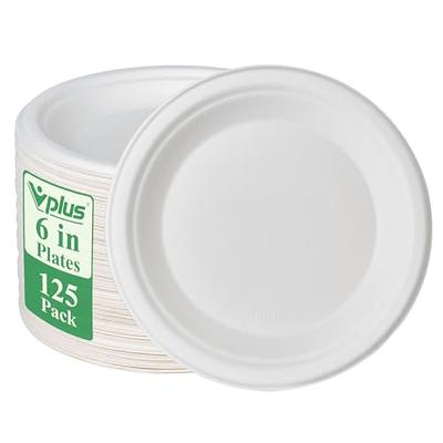 Mobi 125-Pack 10 inch Natural Disposable Bagasse Plates, 100% Plant-Based, Microwavable , USDA BioPreferred, 100% Compostable & Biodegradable, Better