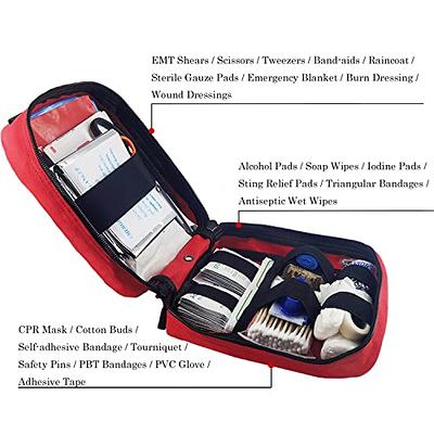 EMT Pouch MOLLE Ifak Pouch Tactical MOLLE Medical First Aid Kit Utility  Pouch Carlebben (with Medical Supplies Red)
