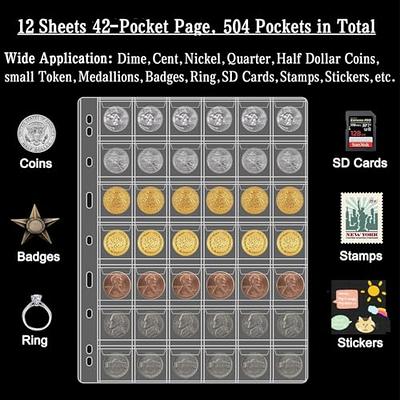 Ettonsun Leather 150 Pockets Coin Collecting Holder Album, 240 Pockets Paper Money Currency Colletion Supplies Holders, Large Storage Book for