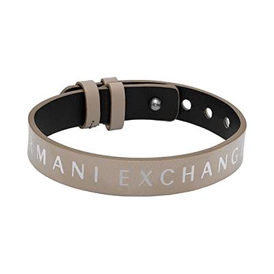 A|X ARMANI EXCHANGE Men\'s Beige Yahoo - Bracelet Strap and Reversible Shopping Leather Black (Model: AXG0108040)