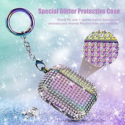 Bling AirPods 2nd Generation Case, VISOOM Cute Airpod Case 1st Generation with Keychain for Apple Airpod Case Cute Glitter Air Pod Case iPod Case