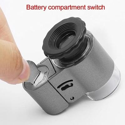 2 Pieces 60X Mini Pocket Microscope, Jewelers Eye Loupe with 3 Light,  Portable Magnifying Glass for Handcrafts Jewelry Diamond Gem Coins Currency