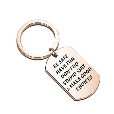 Don't Do Stupid Shit Funny Keychain Hand Stamped Key Chain for Teens  Birthday Going To College Gift From Parents