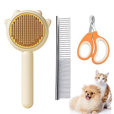 Magic Pet Comb, Pet Hair Cleaner Brush, Cat Grooming Brush with Release  Button, Cat Brush for Shedding Long or Short Hair Cats Dogs Pet Massage  Brushes, Self Cleaning Slicker Comb (Green) 