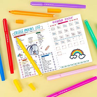 AECHY Colored Felt Tip Curve Pens for Note Taking, Dual Tip Pens with 5 Different Curve Shapes & 8 Colors Fine Lines, Curve Flair Pen Set for Kids