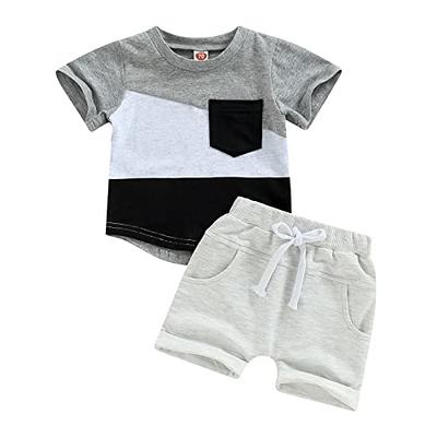 2pcs Toddler Boy Casual Stars Print Colorblock Tee and Shorts Set