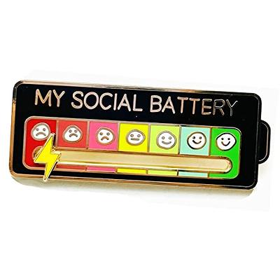 SLINHEWEI Social Battery Pin 2.0-2023 NEW funny pins,enamel pins, Mood  Expressing Pin For Introverts ， Perfect for 7 Days a Week！ (Black) - Yahoo  Shopping