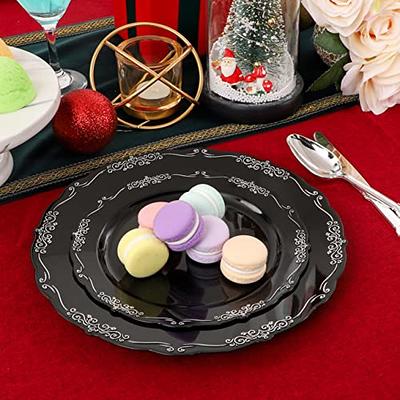 Silver Spoons Modern Plastic Plates For Party, Heavy Duty