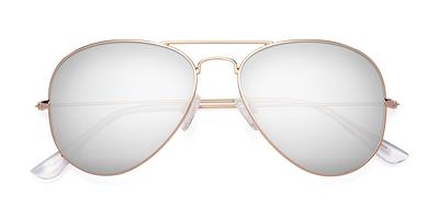 Shiny Gold Grandpa Thin Aviator Mirrored Sunglasses with Silver Sunwear  Lenses - Yahoo Shopping