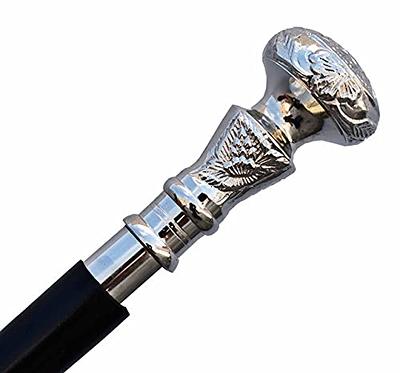 Vintage Walking Cane Wooden Walking Stick Silver Brass Handle knob Black  Wood Stick - Victorian Cane - Fancy Cane for Men and Women- Dark Shadow Cane  - Yahoo Shopping