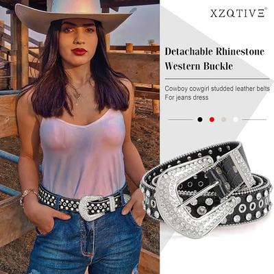 XZQTIVE Women Men Rhinestone Belt Western Cowboy Cowgirl Bling