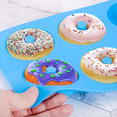 Silicone Donut Mold Heat Resistant, Make Perfect Donut Cake Biscuit Bagels,  BPA FREE and Dishwasher Safe, Set of 2 