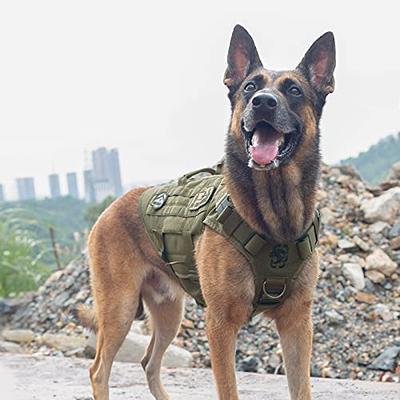 OneTigris Large Tactical Dog Harness, No Pulling Adjustable Dog Vest  Harness, Heavy Duty Dog Harness with Handle, Large Hook and Loop Panels for  Patch