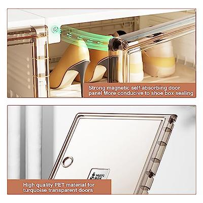 Portable Shoe Rack Organizer with Magnetic Clear Door for Closet