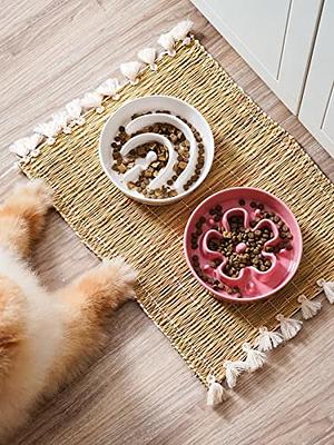 Ceramic Slow Feeder Dog Bowls Small Breed, 0.6 Cups Orange LE TAUCI