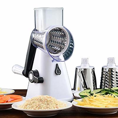 Edefisy Rotary Cheese Grater - 3-in-1 Stainless Steel Manual Drum Slicer, Rotary Graters for Kitchen, Food Shredder for Vegatables, Nuts