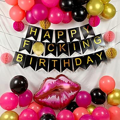 Birthday Decorations for Women Hot Pink Black and Gold, Happy Birthday  Banner Black Gold Hot Pink Balloons Kit, Honeycomb Balls Party Supplies,  Red Lips Balloon, Funny Birthday Decor Office Her - Yahoo