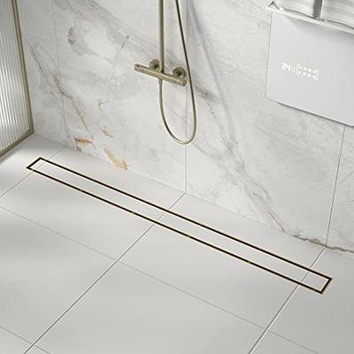 Elefloom Linear Shower Drain, Shower Drain 24 inch with 2-in-1 Tile Insert  Cover, Brushed AISI 304 Stainless Steel Shower Floor Drain, Shower Drain