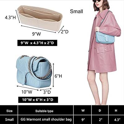 OAikor Felt Fabric Purse Shaper with pockets Handbag Tote Organizer Insert  Bag,Fit GG Marmont small Matelasse Shoulder Bag Beige (Small,  Conventional)-9 x 2 x 4.3inch : : Clothing, Shoes & Accessories