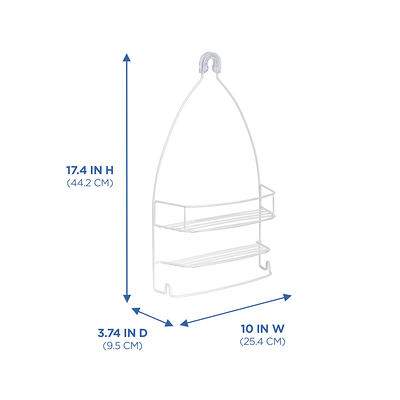 Dracelo Shower Caddy Organizer, Mounting Over Shower Head or Door, Extra Wide Space with Hooks for Razorsand in Silver