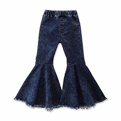 WALLARENEAR Baby Girl Flare Pants Kids Bell Bottoms Ripped Jeans Toddler  Denim Leggings Ruffle Long Pant Outfits Clothes (Denim Blue, 3-4 Years) -  Yahoo Shopping